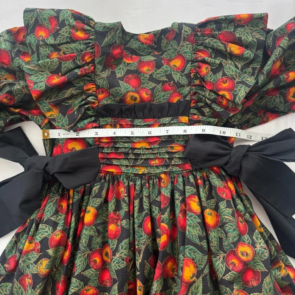 Vintage Wee Clancy Victoria Holiday Harvest Dress Bows Puff Sleeve Tulle Fruit